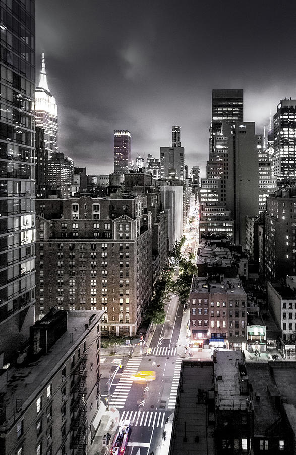 New York City Photograph - New York City At Night From The Rooftops - Color Splash by Nicklas Gustafsson
