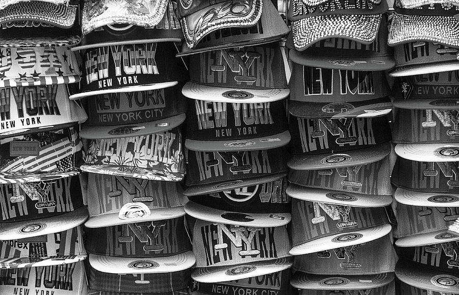 New York City Baseball Hats Black and White Photograph by Christopher Arndt