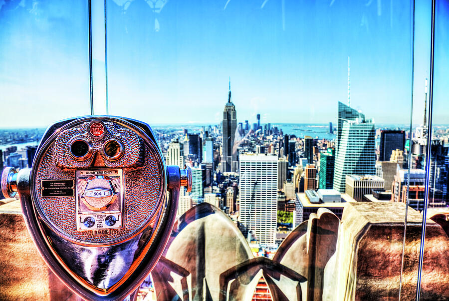 New York City Binoculars on Top of The Rock Observation Platform ...