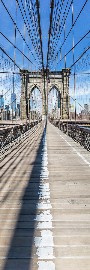 NEW YORK CITY Brooklyn Bridge - upright slim panoramic Photograph by Melanie Viola
