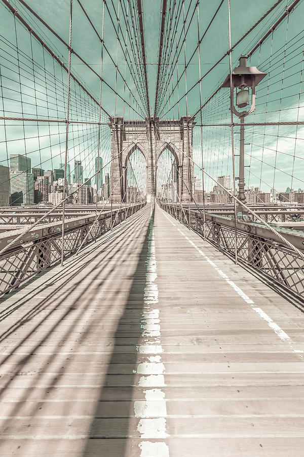 NEW YORK CITY Brooklyn Bridge - urban vintage style Photograph by Melanie Viola