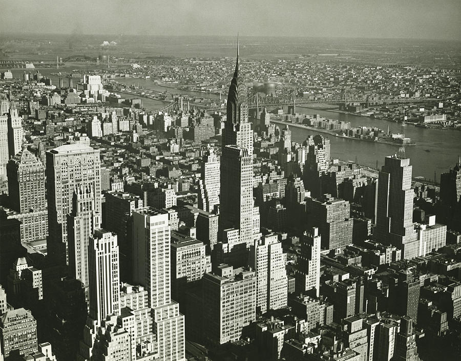 New York City, (B&W), (Aerial view) Photograph by George Marks