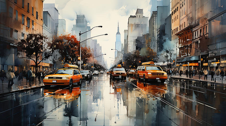 New York City Cabbies Digital Art by Evie Carrier