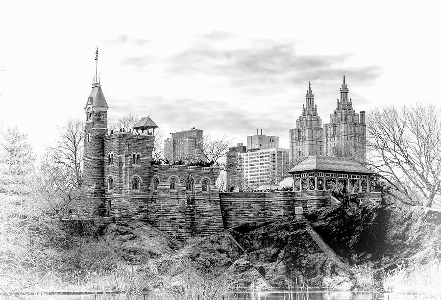 New York City Central Park Belvedere Castle Black and White Photograph by Christopher Arndt