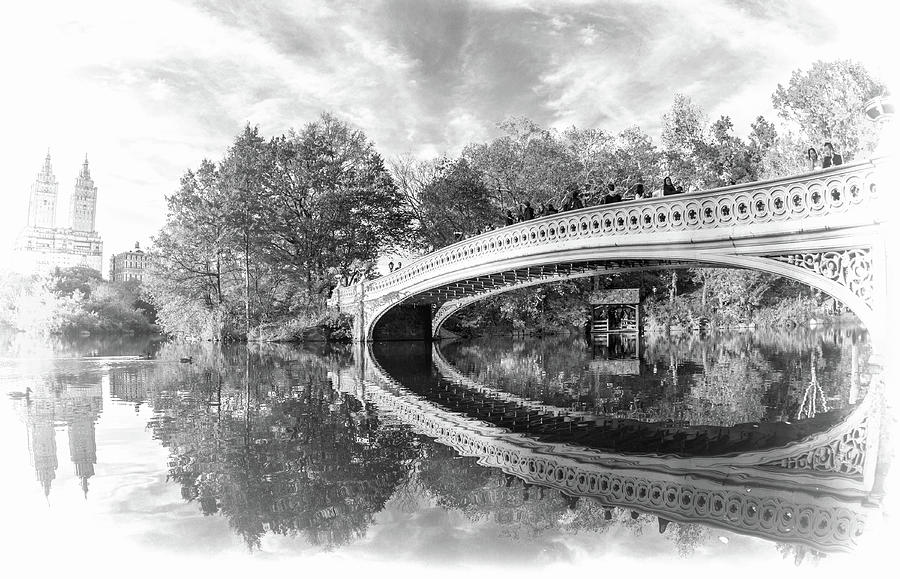 New York City Central Park Bow Bridge Black and White Photograph by Christopher Arndt