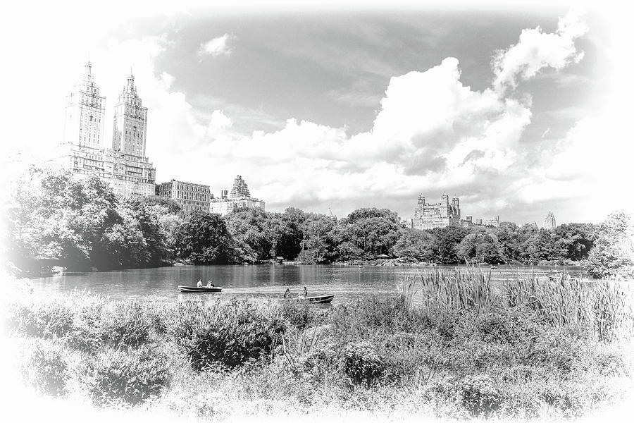 New York City Central Park Lake Rowboats Black and White Photograph by Christopher Arndt