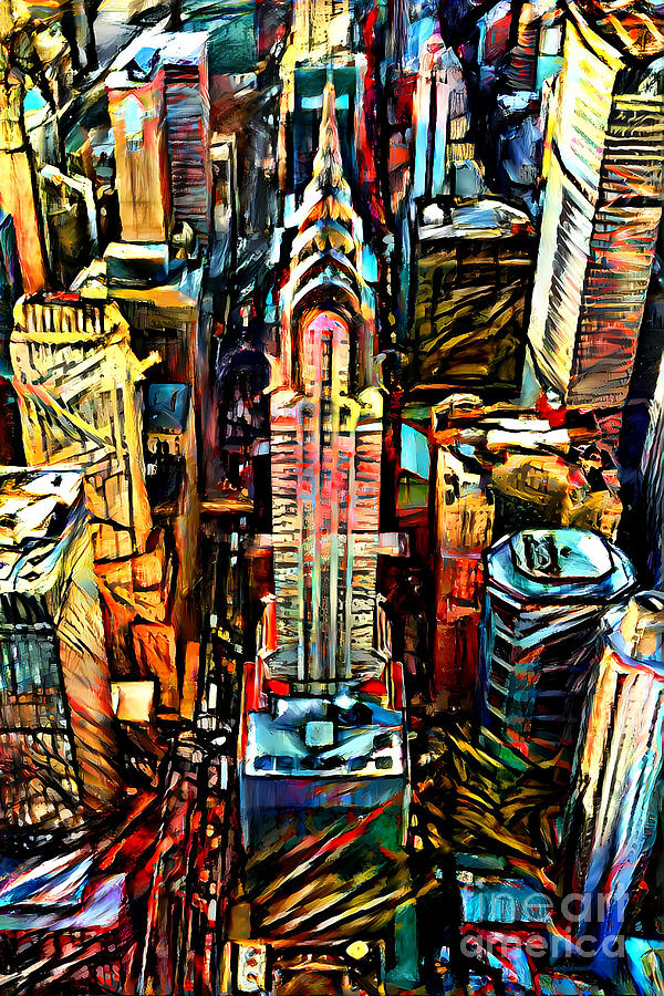 New York City Chrysler Building In Brutalist Contemporary Abstract 20220623 Mixed Media by Wingsdomain Art and Photography