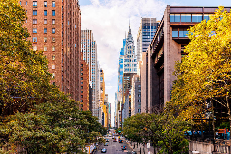 New York City cityscape with Chrysler Building seen from 42nd street, USA Photograph by Alexander Spatari