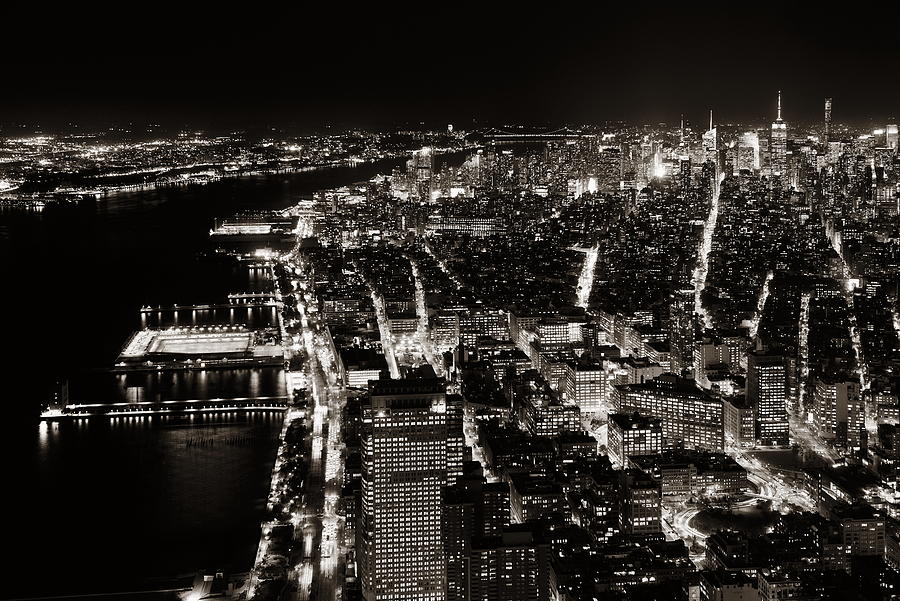 New York City downtown at night Photograph by Songquan Deng