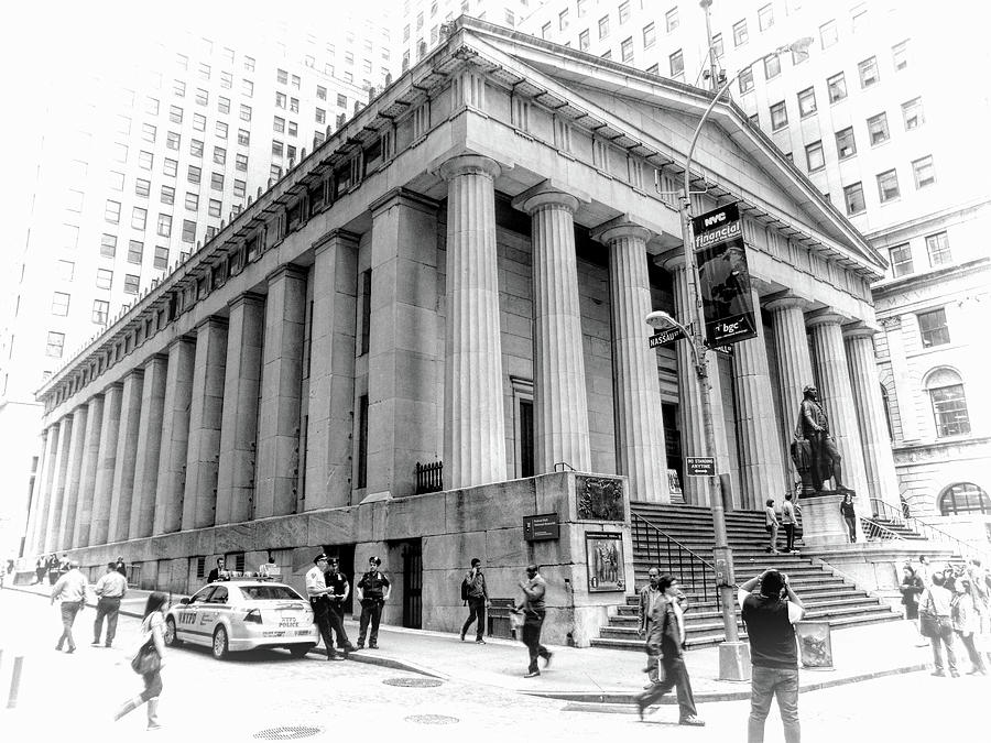 New York City Federal Hall Black and White Painting by Christopher Arndt