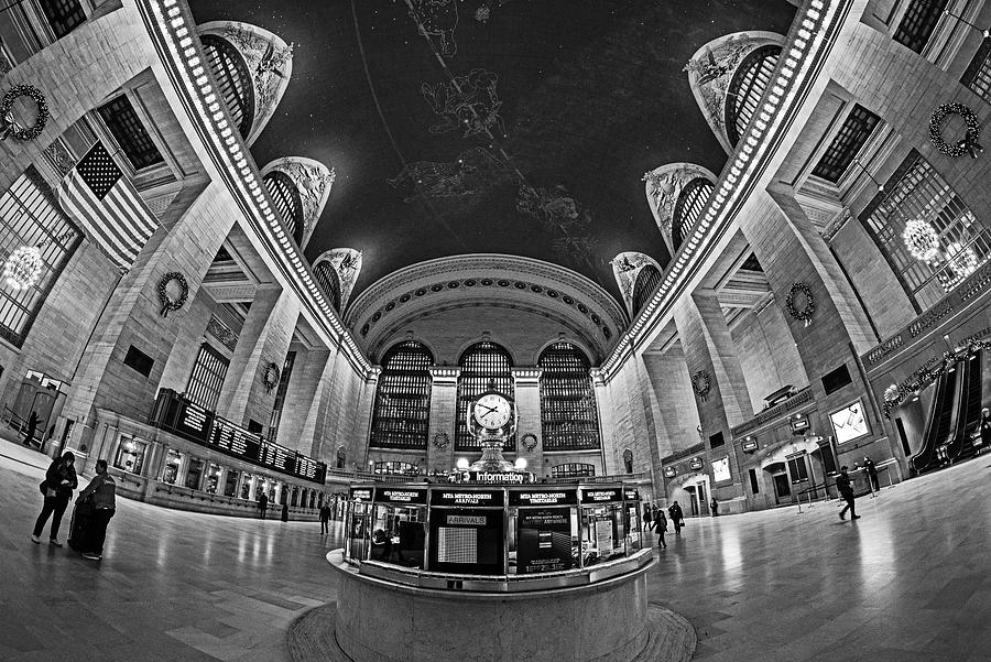 New York City Grand Central Station at Christmas Black and White Photograph by Toby McGuire