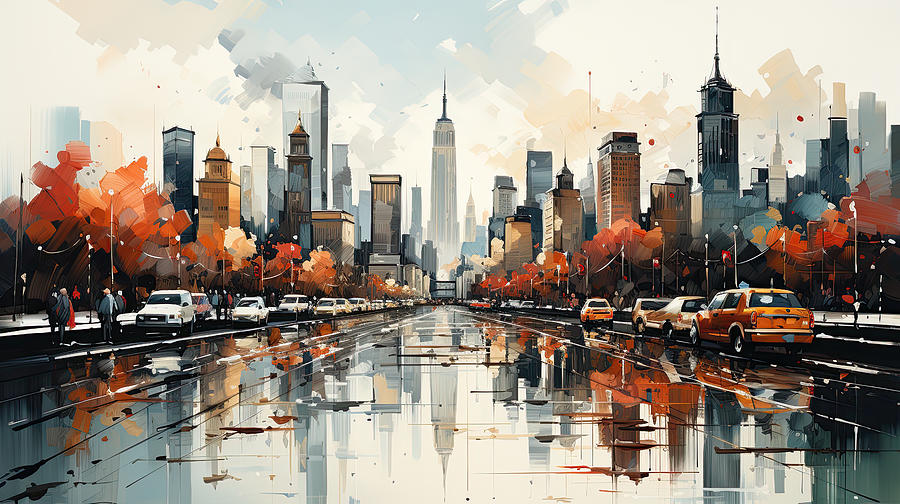 New York City in the Autumn Digital Art by Evie Carrier