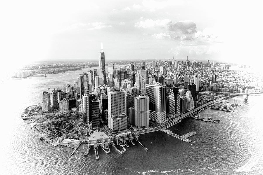 New York City Manhattan Aerial Skyline Black and White Photograph by Christopher Arndt