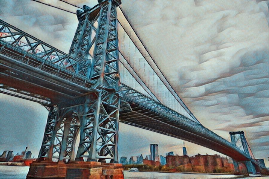 New York City Manhattan Bridge Gold 6 Painting by Tony Rubino