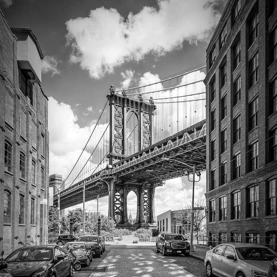 NEW YORK CITY Manhattan Bridge - monochrome Photograph by Melanie Viola