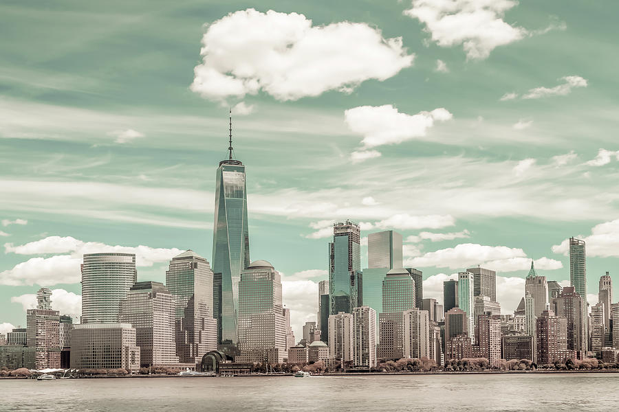 NEW YORK CITY Manhattan Skyline and Hudson River - urban vintage style Photograph by Melanie Viola