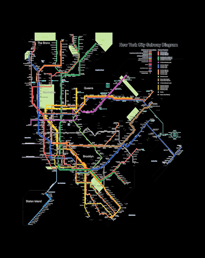 New York City Metro Subway Map Art I Heart NY Souvenir Gifts Digital ...