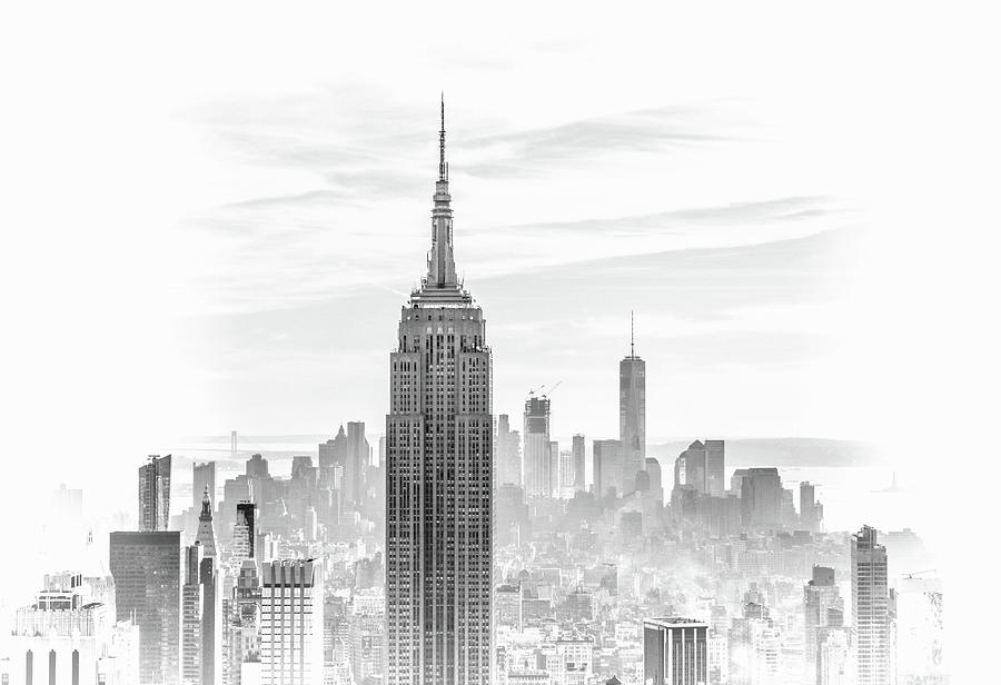 New York City Morning Haze Black and White Painting by Christopher Arndt