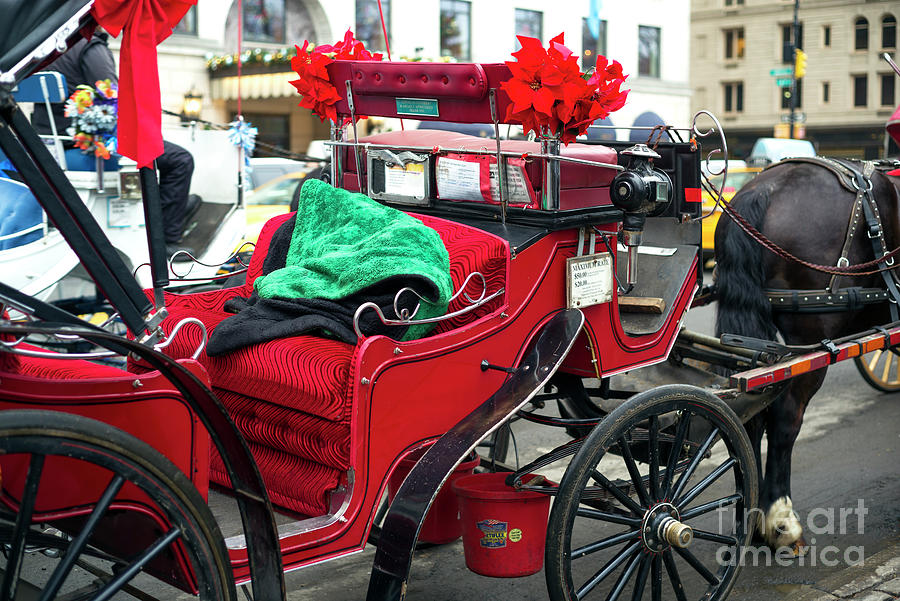 New York City Red Hansom Cab Photograph by John Rizzuto