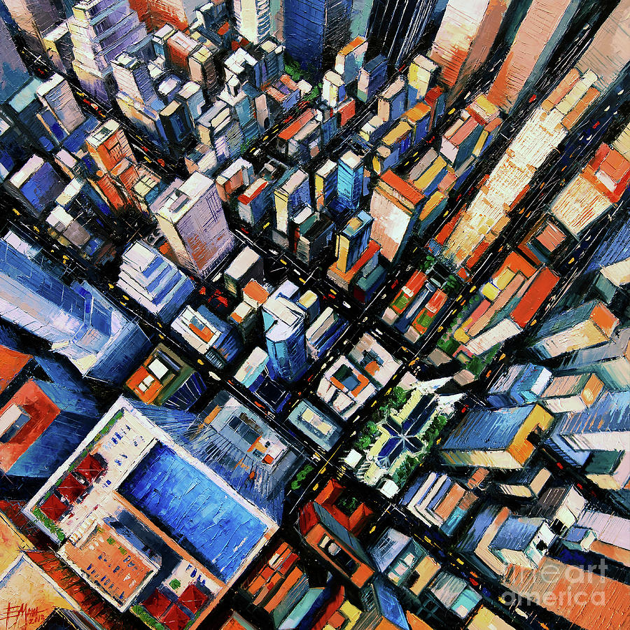 New York City Sky View Painting by Mona Edulesco