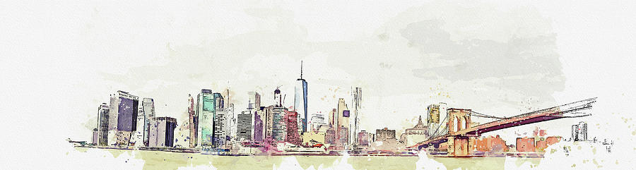 .new York City Skyline And Bridge Painting