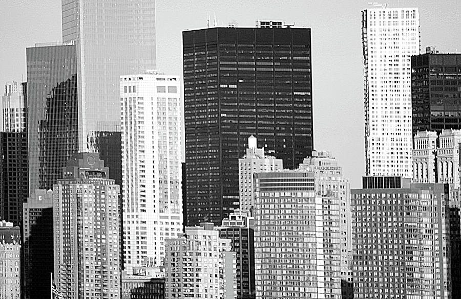 New york City Skyline black and white Pyrography by Habib Ayat