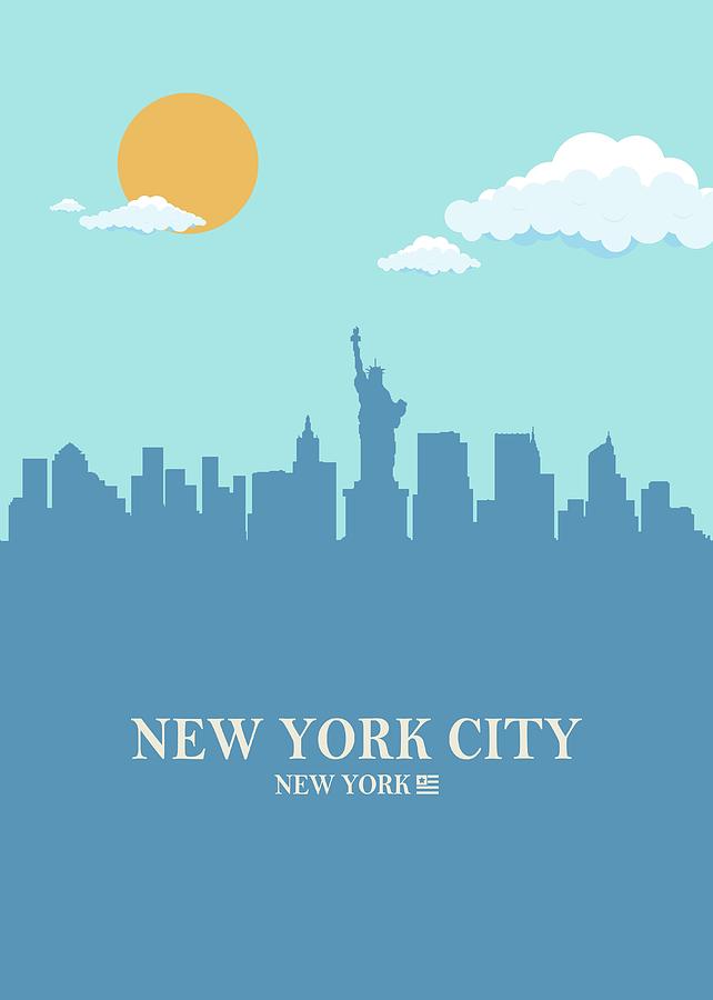 New York City Skyline Bluesky Digital Art