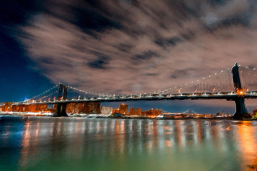 New York City Skyline Bridge 2 Painting by Tony Rubino