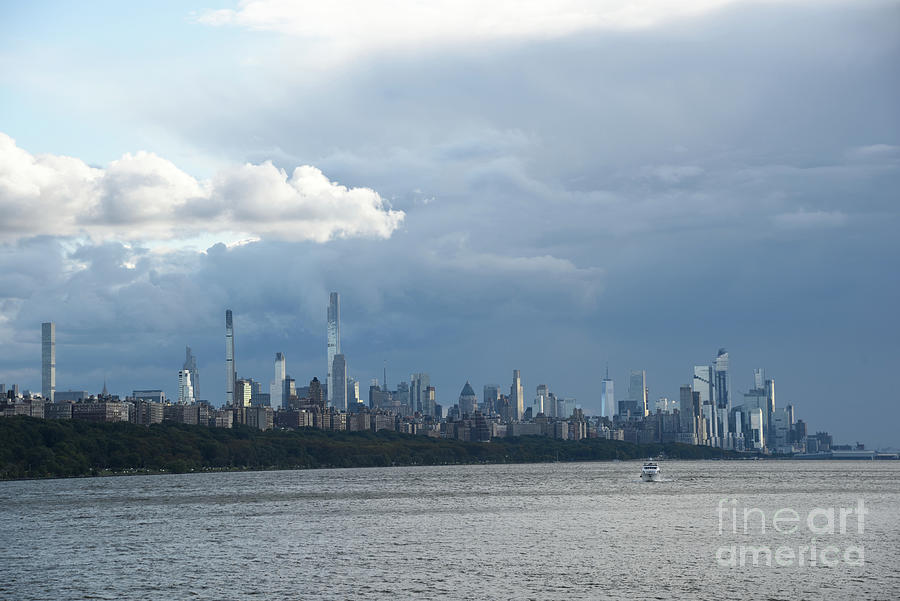 New York City Skyline From The Hudson River,  Autumn Light Photograph by Tom Wurl