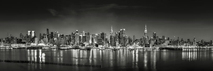 New York City Photograph - New York City skyline in black and white by Eduard Moldoveanu