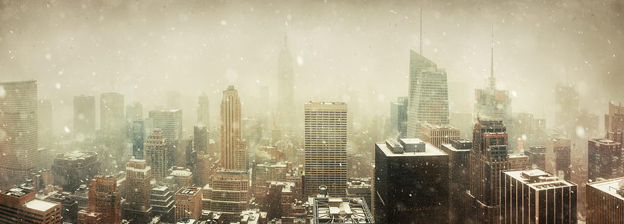 New York City skyline in snow Photograph by Songquan Deng