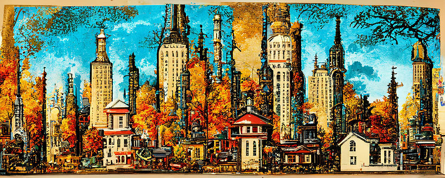 New  York  City  Skyline  In  The  Style  Of  Charles  W  3ee5c66645563  043c645f  645a0430  95a3  0 Painting