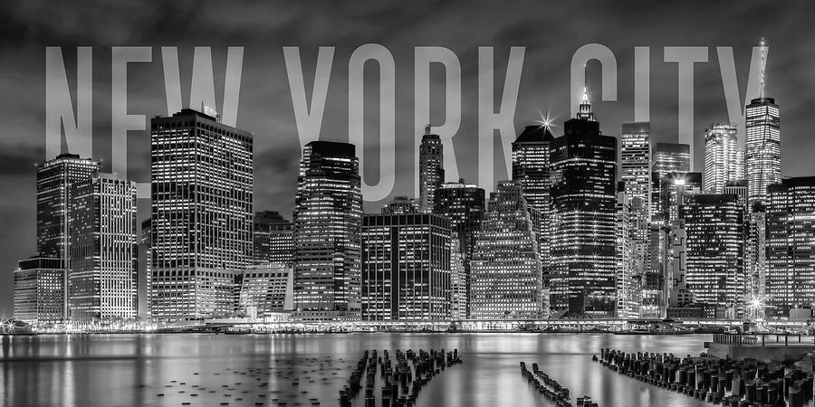NEW YORK CITY Skyline - Monochrome Panorama Photograph by Melanie Viola