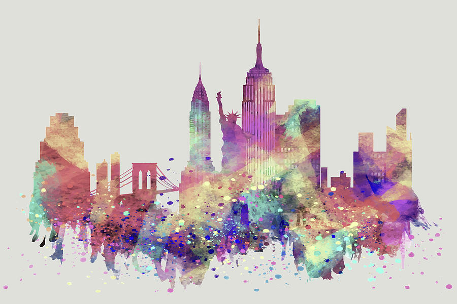 New York City Skyline Street Impressionism Muted Painting by Tony Rubino