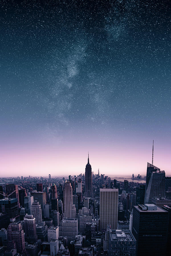 Premium Photo  A city skyline with the stars in the sky