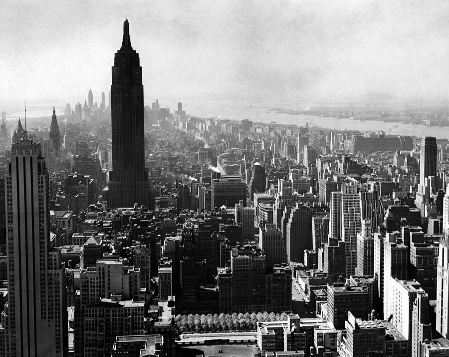 New York City Skyscrapers and Buildings - 1945 Photograph by War Is Hell Store