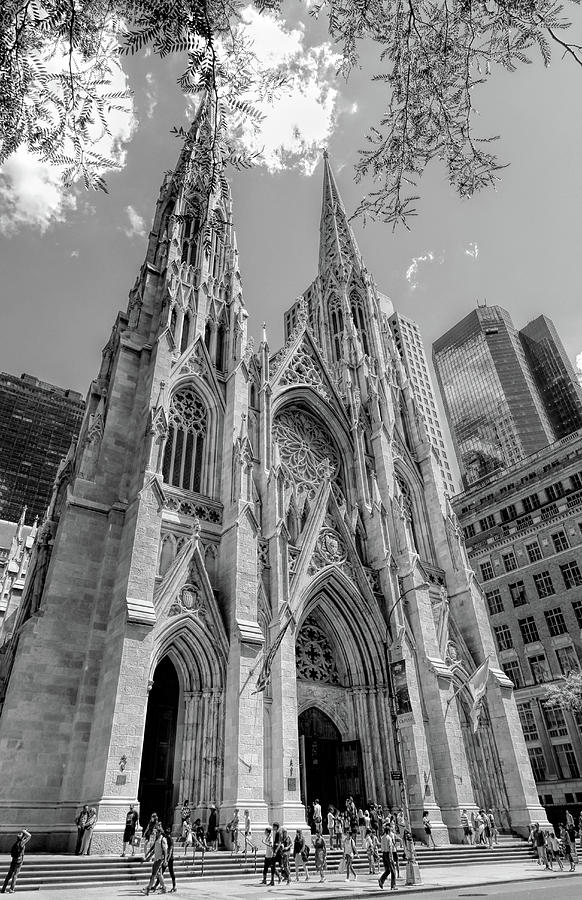 New York City St Patricks Cathedral Spires Black and White Photograph by Christopher Arndt