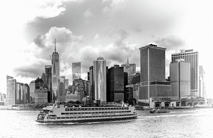 New York City Staten Island Ferry Black and White Photograph by Christopher Arndt