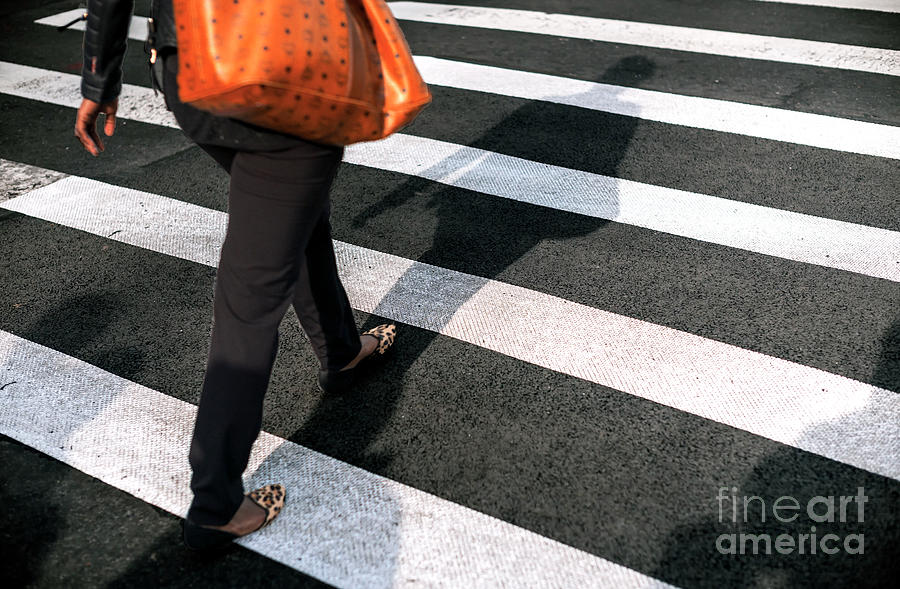 New York City Street Crossing in Leopard Shoes Photograph by John Rizzuto