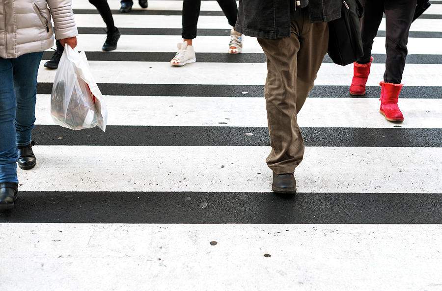 New York City Street Crossing in Red Boots Photograph by John Rizzuto