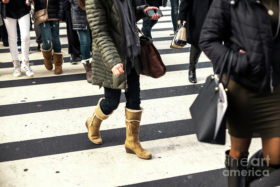 New York City Street Crossing in Winter Boots Photograph by John Rizzuto