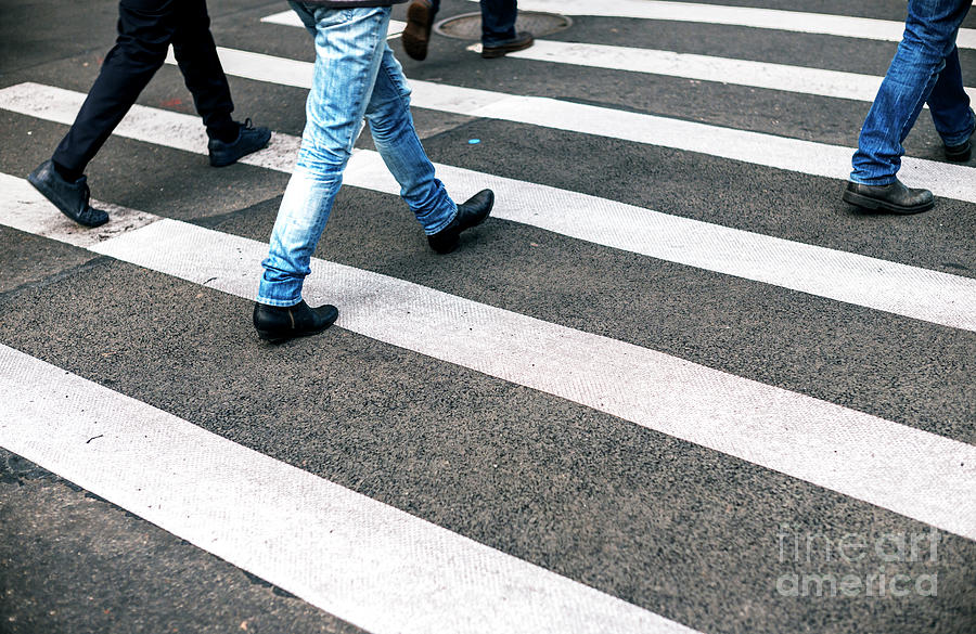 New York City Street Crossing One Step at a Time Photograph by John Rizzuto