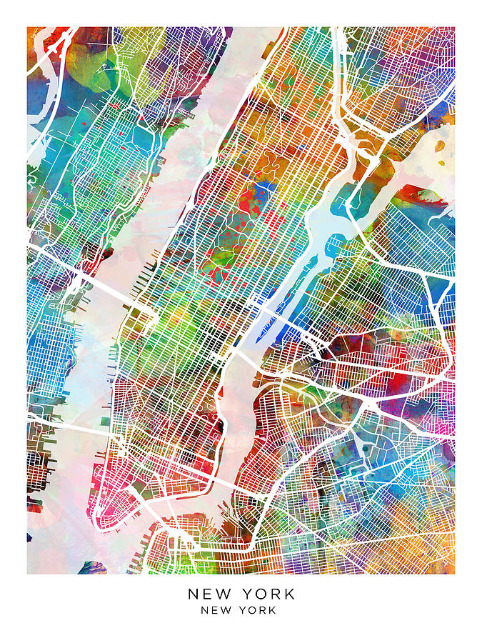 New York City Street Map #42 Digital Art by Michael Tompsett