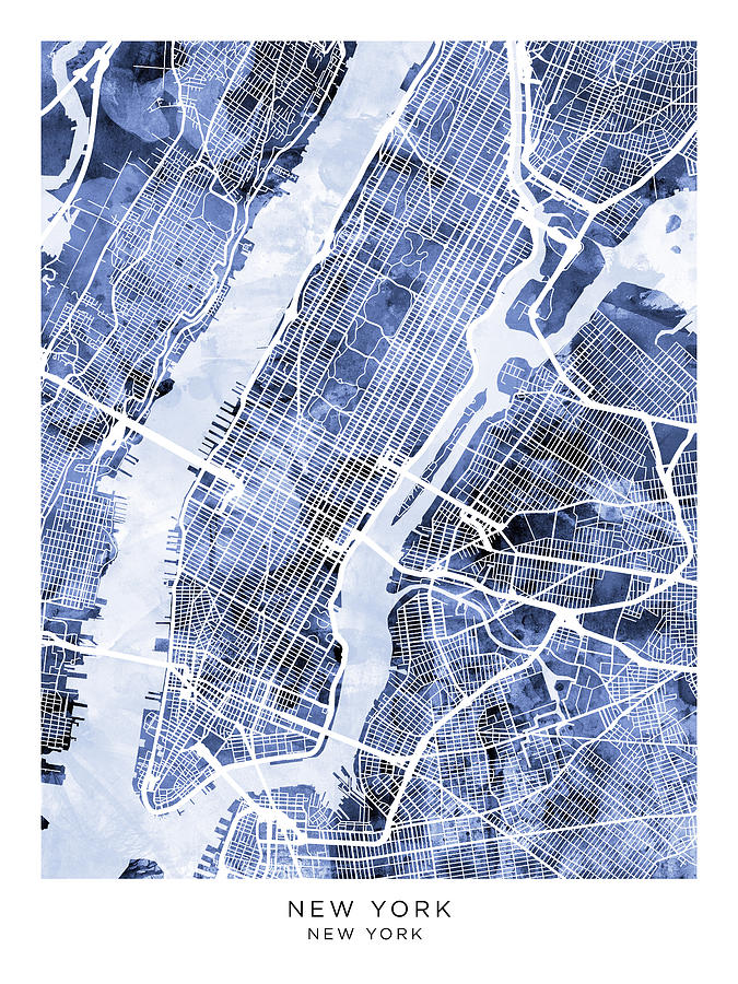 New York City Street Map #47 Digital Art by Michael Tompsett