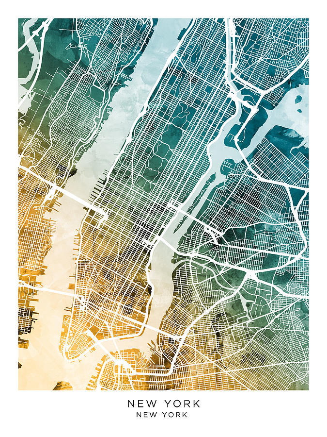 New York City Street Map #48 Digital Art by Michael Tompsett
