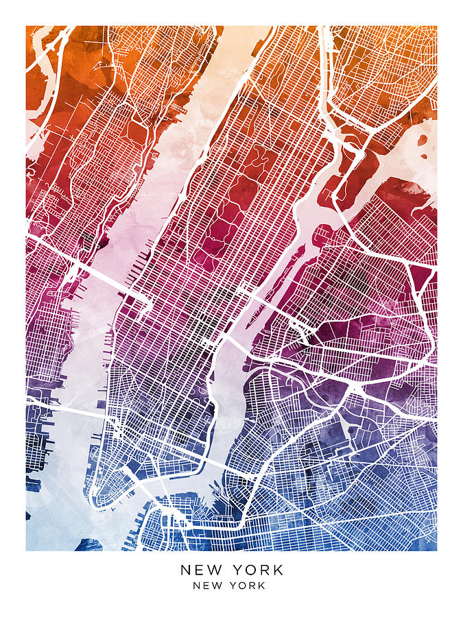 New York City Street Map #49 Digital Art by Michael Tompsett