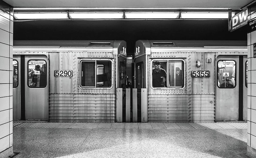 New York City Subway Cars Black and White Painting by Christopher Arndt