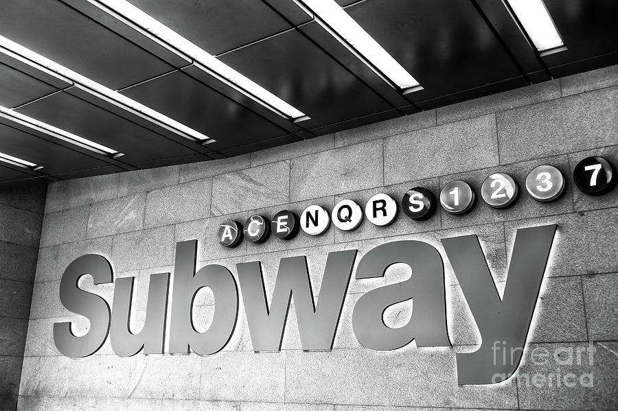 New York City Subway Lines Sign in Times Square Photograph by John Rizzuto