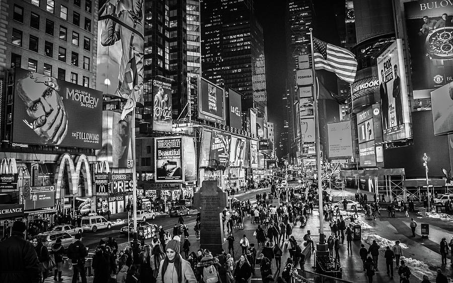 New York City Photograph - New York City Times Square Black and White by Christopher Arndt