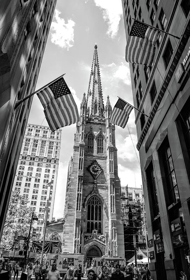 New York City Trinity Church Black and White Painting by Christopher Arndt